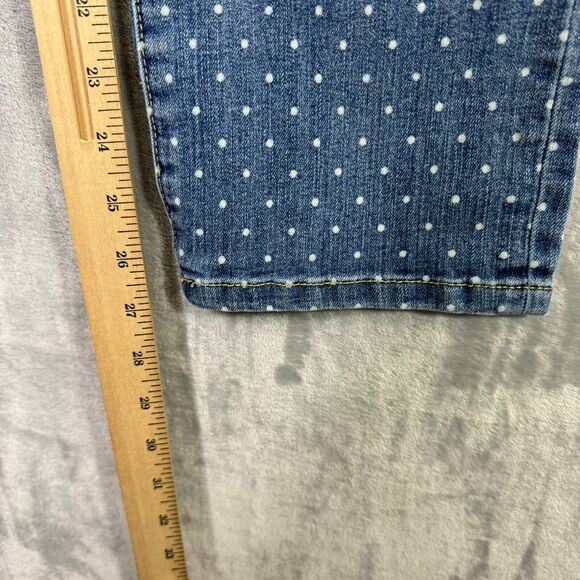 Chicos Plantium Jeans Womens XS Medium Blue White Polka Dot Skimmer Stretch - Picture 10 of 11